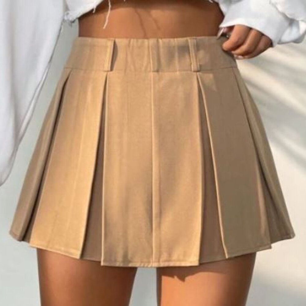 SHEIN Neutral Tan Pleated Skort Women's Size S